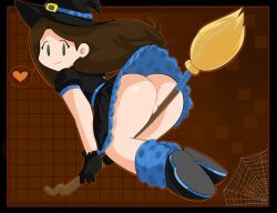 brickshoes broom_riding broomstick brown_hair green_hair long_hair pussy shadowleggy upskirt witch witch_costume witch_hat youtube youtuber