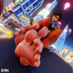 1girls 3d b9n barefoot feet feet_focus female foot_fetish foot_focus fully_clothed lena_oxton no_penetration orange-tinted_eyewear overwatch overwatch_2 public soles solo solo_female tinted_eyewear toes tracer visor