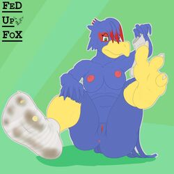 1:1 anthro anus avian barefoot bird breasts clothing falco_lombardi falcon falconid fedupfox female foot_focus genitals hi_res legwear markings nintendo pussy rule_63 socks solo star_fox toes video_games