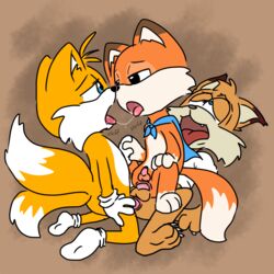 1:1 ahe_gao anthro bobcat bubsy bubsy_(series) canid canine clothing exposed felid feline fox genitals group group_sex hand_holding hi_res legwear looking_pleasured lucky_swiftail male male/male mammal muffinlewds nude penetration penis raised_tail sex shirt simple_background socks sonic_(series) sonic_the_hedgehog_(series) spread_legs spreading super_lucky's_tale tails threesome tongue tongue_out topwear video_games