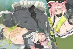 ethereal_(zenless_zone_zero) hohoroko horse_penis lying nicole_demara penis_awe pink_hair zenless_zone_zero