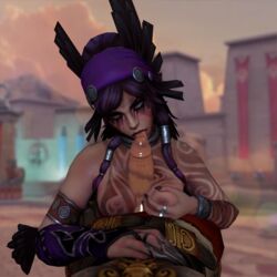 areolae bellona_(smite) big_penis breasts crying futanari lipstick_mark lipstick_on_penis nipples paizuri penis runny_makeup scrido smite the_morrigan_(smite)