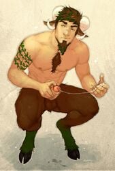 1boy anthro boner deity erection european_mythology foreskin foreskin_play greek_mythology inviting male male_only mythology penis pockyrumz precum precum_string public_domain rum-locker satyr solo