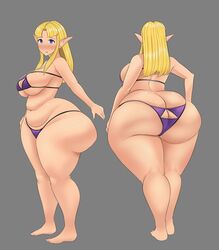 1girls a_link_between_worlds alternate_breast_size alternate_outfit ass ass_cleavage ass_cutout big_ass bikini bottom_heavy breasts butt_crack chubby eye_contact feet female female_only half-closed_eyes hourglass_figure huge_ass looking_at_viewer nintendo obese overweight overweight_female pointy_ears princess_zelda super_smash_bros. the_legend_of_zelda thick_thighs toroboro voluptuous wide_hips zelda_(a_link_between_worlds)