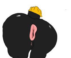 1girls anthro anus big_ass black_skin hard_hat mario_(series) meow_fuck mooning power_up power_up_girl puffy_anus pussy rear_view shiny_skin sitting_on_person super_hammer super_mario_maker super_mario_maker_2 swollen_anus thick_thighs