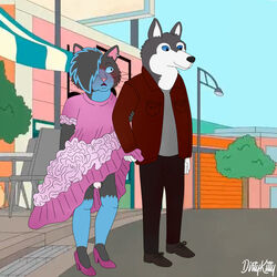 1:1 2020 absurd_res animal_genitalia animal_penis anthro assisted_exposure balls blush bojack_horseman canid canine canis chastity_(disambiguation) chastity_cage chastity_device clothed clothing digital_media_(artwork) dirtykitty domestic_cat domestic_dog drap dress duo ear_piercing ear_ring exposed felid feline felis footwear frisky fur genitals girly hair hi_res high_heels humiliation husky jacket male male/male mammal nordic_sled_dog open_mouth penis piercing shoes siberian_husky spitz thick_thighs topwear white_body