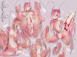 1girls after_sex animal_humanoid antennae_(anatomy) arthropod arthropod_abdomen arthropod_abdomen_genitalia arthropod_humanoid arthropod_taur blush bodily_fluids breasts bug_girl claws clitoris collage cum cum_drip cum_in_pussy cum_inside cum_on_ground disembodied_penis dripping erect_clitoris female flower_mantis genital_fluids genitals grey_background hair humanoid insect_humanoid insect_taur insects male mantis menyang multi_leg multi_limb nipples nude orchid_mantis penis pink_body pink_eyes pink_hair pink_skin pussy pussy_juice raised_tail simple_background sitting skinny slit_pupils solo spread_legs spreading steam sweat taur wide_hips