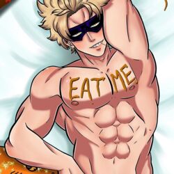 abs artist_request fatgum food light-skinned_male light_skin male male_focus male_only mask my_hero_academia solo taishiro_toyomitsu toyomitsu_taishirou