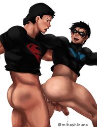 anal anus ass batman_(series) big_ass conner_kent cum cum_in_ass cum_inside dc dc_comics dick_grayson gay male mihashidai muscles muscular nightwing penetration superboy superboy_(conner_kent) superman_(series) teen_titans yaoi