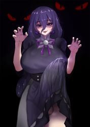 claw_pose dress dress_lift futanari hex_maniac pokemon shudding