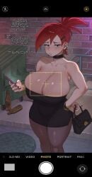 1girls 3rshpanda big_breasts black_dress black_eyes breasts camera_view cleavage dress ear_piercing earrings female female_only foster's_home_for_imaginary_friends frankie_foster hair hips huge_breasts mature mature_female phone_camera red_hair short_dress solo solo_female thighs thin_waist thunder_thighs tight_dress wide_hips