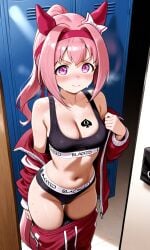 1girls ai_generated blacked blacked_clothing cheating cheating_girlfriend cuckold haru_urara_(umamusume) horse_ears horse_girl horse_tail netorare ntr pink_eyes pink_hair qos qos_tattoo queen_of_spades solo spade_tattoo umamusume umamusume_pretty_derby