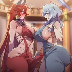 1futa ai_generated ako_(blue_archive) blue_archive female futa_on_female futa_with_female futanari goddess_of_victory:_nikke intersex lovelyzen red_hood_(nikke)