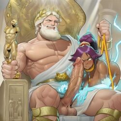 1boy 1girls ai_generated bleach bondage bound breasts cat_ears cat_tail clothed_male_nude_female collar crossover dark-skinned_female dark-skinned_sub dark_skin defeated defeated_heroine deity egyptian female femsub greek_clothes greek_mythology humiliation leash leash_pull male male/female muscular muscular_male nude nude_female nude_female_clothed_male penis penis_on_face pet_play purple_hair shihouin_yoruichi shinigami sitting sitting_on_chair slave statue submissive submissive_female throne toga zeus zeus_(greek_mythology)
