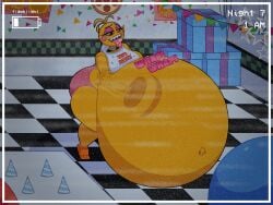 1girls animatronic animatronic_female big_belly bigboobynotonme chicken chicken_girl fat fat_female female five_nights_at_freddy's five_nights_at_freddy's_2 obese obese_female robot robot_girl scottgames toy_chica_(fnaf)