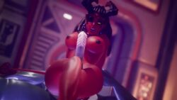 1boy 1girls alien animated demon demon_girl demon_horns killision_(subverse) red_skin shark_humanoid studiofow subverse tagme thigh_sex video yellow_eyes