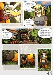 absurd_res anthro big_breasts black_hair blonde_hair blue_eyes breasts brown_body brown_eyes brown_eyes brown_fur brown_hair canid canine canis comic domestic_dog fantasy female fox fur german_spitz grace_o'malley hair hi_res lagomorph large_spitz leporid long_hair madlaine_mckraven magic mammal markings medieval megan_bryar rabbit red_eyes spitz spots spotted_body spotted_fur the_quest_for_quests tqfq white_body white_fur yellow_body yellow_fur zaiksmckraven