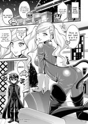 1boy 1girls absurd_res ann_takamaki ass atlus comic hasemi_ryou human joker_(persona) latex_suit mask megami_tensei morgana_(persona) pale_skin persona persona_5 phantom_thief_suit ren_amamiya ryuji_sakamoto sega tagme text