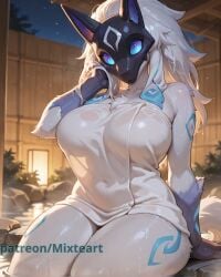 1girls ai_generated big_breasts breasts breasts_bigger_than_head cute cute_face female female_focus furry furry_ears furry_female furry_only highres horny horny_female hot_spring kindred lamb_(league_of_legends) large_breasts larger_female league_of_legends mature_female mixteart monster monster_girl night onsen patreon pleasure_face sitting smile smiley_face thick thick_female thick_thighs thighs towel towel_wrap watermark wet wet_body wet_skin