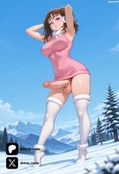 1futa ai_generated balls big_breasts breasts brown_hair cock cold colored diane_(nanatsu_no_taizai) dick erection female futa/female futa_only futanari hands_behind_head intersex light-skinned_futa light_skin long_hair nanatsu_no_taizai nickythecreator on_tiptoe on_tiptoes penis seven_deadly_sins sexy sexy_body sexy_pose snow standing testicles uncensored veiny_penis violet_eyes winter winter_clothes