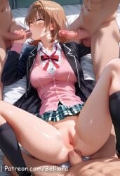 3boys ai_generated anus areolae arm_grab ass balls bangs belliora bent_knees blonde_hair blush breasts brown_eyes brown_hair clothing fellatio female female_crying female_on_cloth footwear group group_sex hair_bun handjob indoors insertion isshiki_iroha kneehighs kneeling kneeling_oral_position large_breasts long_hair looking_at_viewer looking_back male male_pubic_hair medium_breasts multiple_boys my_teen_romantic_comedy_snafu navel nipples nude open_mouth oral pantsu penis pubic_hair pussy sex short_hair single_hair_bun socks straight sweat taken_from_behind testicles thighs tied_hair uncensored vagina white_panties yellow_eyes