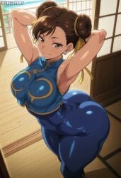 ai_generated bodysuit chun-li clothed crispiiart dat_ass huge_ass street_fighter