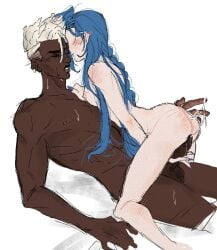 1female1male arcane arcane_ekko arcane_jinx blue_hair cowgirl_position dark-skinned_male ekko female jinx jinx_(league_of_legends) league_of_legends long_hair naked_female riot_games tagme