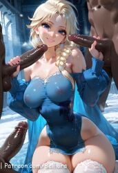 3boys ai_generated artist_name balls belliora blonde_hair blue_eyes blush braid breasts cum cum_in_mouth cum_on_body cum_on_breasts cumdrip dark-skinned_male disney disney_channel disney_princess earrings elsa_(frozen) erection eyeshadow facial fellatio female female_on_cloth frozen frozen_(film) frozen_2 group group_sex hair_over_shoulder indoors jewelry kneeling large_breasts lips lipstick long_hair looking_up makeup male male_pubic_hair mascara multiple_male multiple_penis nipples nose nude open_mouth oral patreon_username penis pubic_hair pussy pussy_juice red_lips saliva single_braid solo_focus straight testicles tongue tongue_out uncensored veins veiny_penis web_address white_hair