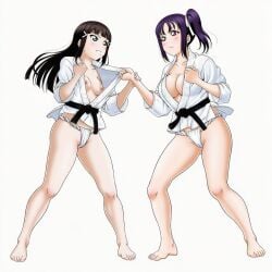2girls ai_generated catfight female fudonshi judo kazuno_sarah kurosawa_dia loincloth love_live! love_live!_sunshine!! sumo sumo_wrestling wrestling yuri