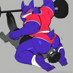 barbell blush dominant domination eating_ass evil_grin face_in_ass facesitting forced gay gay_domination gengar gym gym_clothes gym_uniform huge_cock pokemon pokemon_(species) pokephilia sitting_on_another sitting_on_face sitting_on_person
