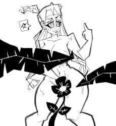 anger banjo-kazooie banjo-tooie big_ass big_breasts black_and_white breasts censored demonbloodpal female female_focus female_only flower humba_wumba humba_wumba_(tooie) leaf monochrome native_american no_sex sketch thick_hips thick_thighs wet