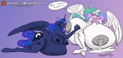 alicorn anthro anthrofied areola belly big_areola big_belly big_breasts big_nipples bloated bodily_fluids breastfeeding breasts breasts_on_floor duo equid falleninthedark female friendship_is_magic furry hi_res horn huge_breasts huge_nipples hyper hyper_belly hyper_breasts lactating mammal milk my_little_pony nipples nude overweight pacificside18 princess_celestia_(mlp) princess_luna_(mlp) stuffing suckling unicorn wings yuri