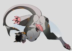 2_penises absurd_res animal_genitalia anthro anus ass ass_up balls bridge_piercing canid canine crotch_fins diphallism ear_fins facial_piercing feet fin fish fox frenum_piercing genital_piercing genitals hi_res hybrid knot knotted_penis looking_at_viewer male mammal marine markings membrane_(anatomy) multi_genitalia multi_penis nose_piercing orange_markings pawpads penis penis_piercing piercing presenting presenting_anus presenting_hindquarters presenting_penis rick_marks shark shark_tail sheath sheycra solo spread_butt spreading toes webbed_feet webbed_hands