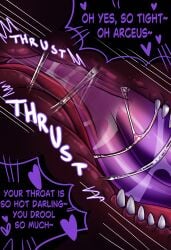 absurd_res bodily_fluids comic deep_throat genitals halfpricesouls hi_res internal internal_fellatio internal_oral levi_(halfpricesouls) male male/male nintendo oral oral_penetration penetration penis pokemon saliva saliva_on_penis saliva_on_tongue saliva_string serperior teeth zoro_(halfpricesouls) zoroark