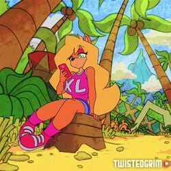 1:1_aspect_ratio 1boy 1boy1girl 1girls 2d 2d_animation animated anthro areolae assisted_exposure beach big_breasts blonde blonde_female blonde_hair blonde_hair_female bouncing_breasts clothes_removed coconut crash_(series) crash_bandicoot electronics female female_focus footwear forced_exposure furry green_eyes green_eyes_female handwear huge_breasts leafs long_hair long_orange_hair nipples orange_fur palm_tree patreon_logo phone public_topless redhead sand shirt_removed tawna_bandicoot topless twistedgrim two_tone_hair video