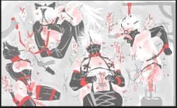bondage chastity_cage gay huifaysong jujutsu_kaisen male male_focus male_only restrained satoru_gojo sex_toy sex_toy_in_ass yaoi