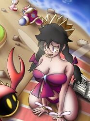 2d 2d_(artwork) 2d_artwork artist_in_source artist_request beach beach_background beach_towel beachwear big_breasts big_thighs black_hair bracelets busty busty_female busty_girl chubby chubby_female crab crown crustacean crystal dark_meta_knight exposed_breasts exposed_shoulders exposed_torso fairy fairy_queen fairy_wings female female_focus freckles freckles_on_breasts freckles_on_chest freckles_on_face glasses king_dedede kirby kirby_(series) kirby_64 kirby_64:_the_crystal_shards kirby_and_the_amazing_mirror large_fairy light-skinned_female light_skin meta_knight milf mommy nerd nerdy_female nintendo nintendo_princess on_knees queen_ripple revealing_breasts revealing_clothes revealing_clothing revealing_outfit summer swimwear tagme twin_braids twintails voluptuous voluptuous_fairy voluptuous_female wanted_poster