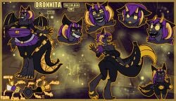 big_breasts breasts canid canine chains demon destruteka female fontozzio_anima gold hair headgear hi_res horn hybrid lamp long_hair mammal mature_female model_sheet original_race oronnita tail tail_mouth unusual_anatomy unusual_tail