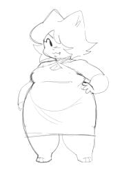 1girls anthro breasts chubby chubby_female dress feline jamcrumb maralynn_(jamcrumb) oc oerba_yun_fang shortstack sketch solo thick_thighs