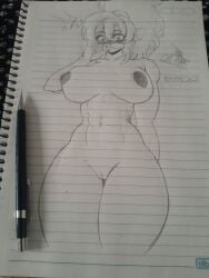 1girls cmpunk nude paper_drawing tagme