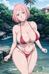 ai_generated axosnax big_ass big_breasts bikini bikini_bottom bikini_top naruto naruto_(series) sakura_haruno