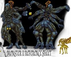 blue_skin diphallia diphallism gold_tattoo ii_(sleep_token) reference_sheet sleep_token_(band)