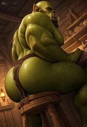 ai_assisted ass bara buttcrush chair el_skelly_traquina facial_hair fantasy flaccid hairy_ass hairy_male huge_ass huge_pecs macro male male_only muscles muscular nipples nude orc penis sat_on sitting sitting_on_chair sitting_on_person sweat sweating tavern