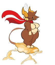 1girls anthro anthrofied breasts chubby chubby_female evolution floating jamcrumb pokemon pokemon_(species) raichu scarf shortstack smug smug_face solo thick_thighs