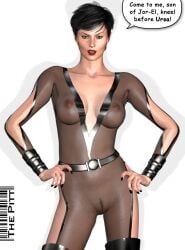 1girls black_hair black_nails dc dc_comics dominant dominant_female exposed_arms exposed_hips exposed_thighs female female_only hands_on_hips kryptonian looking_at_viewer mesh mesh_clothing nipples nipples_visible_through_clothing pubic_hair pussy pussy_visible_through_clothes robe short_hair short_hair_female superman_(series) superman_ii supervillainess talking_to_viewer the_pitt translucent_clothing transparent_clothing ursa_(dc)