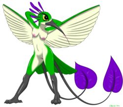 absurd_res alpha_channel avian beak bird breasts feathers female genitals hi_res hummingbird nude pussy solo standing tongue wings