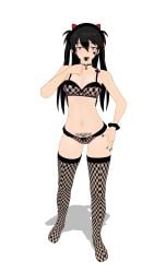 ademar440 alternate_hair_color alternate_hairstyle alternate_personality alternate_version_at_source asuka_langley_sohryu black_fingernails black_hair black_lingerie black_lips black_lipstick blue_eyes bra_straps cheek_tattoo choker cross crucifix eva_headset fingernail_polish fishnet_bra fishnet_legwear fishnet_panties fishnet_stockings fishnet_thighhighs goth goth_girl heart_tattoo im_whoop lips lipstick lollipop mikumikudance nearly_naked neon_genesis_evangelion neopn_genesis_evangelion scrunchie spiked_choker tbomb100 tramp_stamp twintails twintails_(hairstyle)