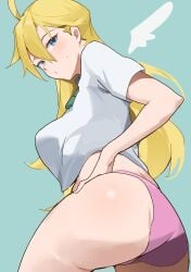 angel_wings ass blonde_hair blue_eyes busty light-skinned_female light_skin panties panty_&_stocking_with_garterbelt panty_anarchy pink_panties t-lex