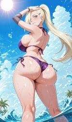 ai_generated ass ass_focus axosnax back_view beach big_ass big_breasts bikini bikini_top in_water ino_yamanaka naruto naruto_(series)