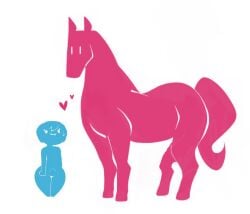 1boy :3 bulge bulge_through_clothing edit edited erection female heart horse mare notkadraw self_edit short_hair straight taboo zoophilia